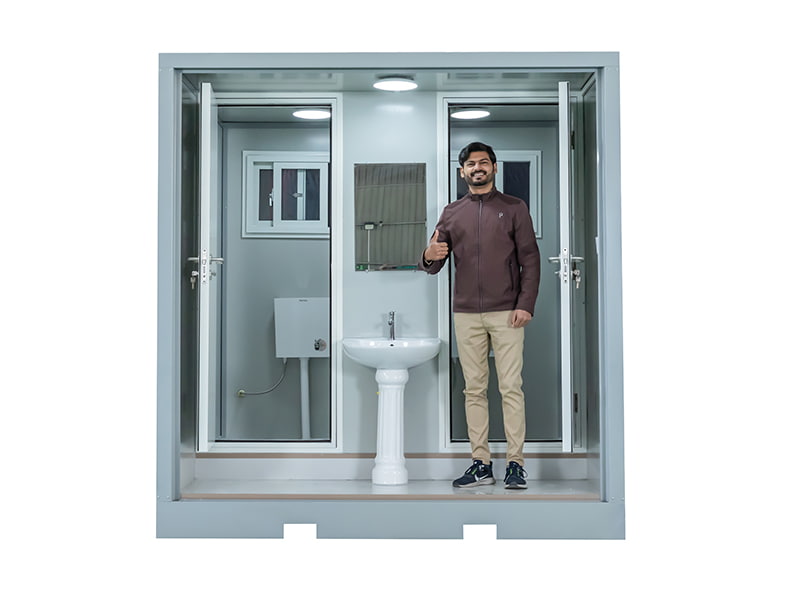 To-personers udendørs bærbart toilet