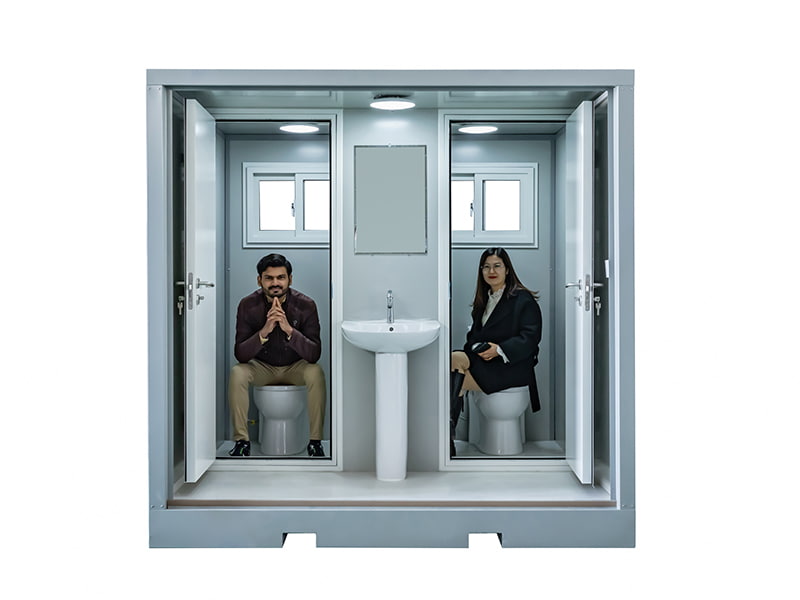 To-personers udendørs bærbart toilet